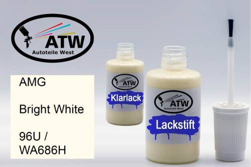 AMG, Bright White, 96U / WA686H: 20ml Lackstift + 20ml Klarlack - Set, von ATW Autoteile West.